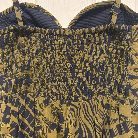 Maple Anthropologie Dress Size 2 Silk Green Navy Sweetheart Geometric Mini Lined - Picture 11 of 16